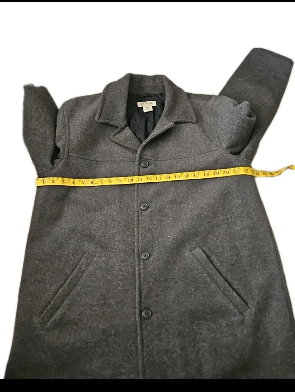 J.Crew Mens Wool Blend Gray Pea Coat  Classic Timeless Closet Staple Outerwear M